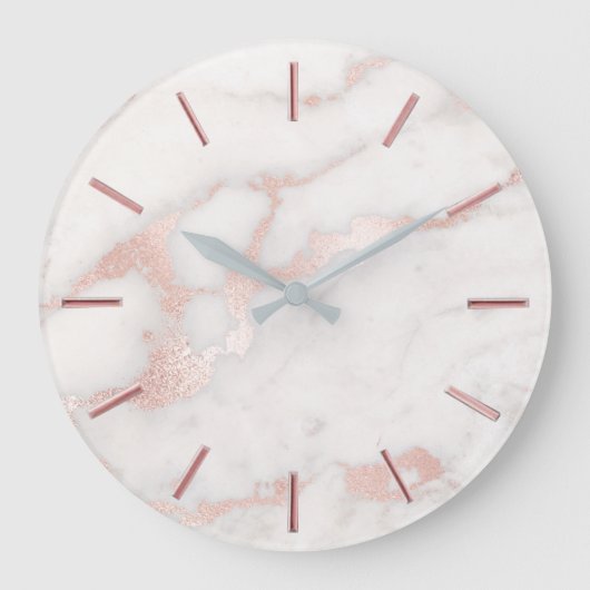 faux rose gold marble stone design große wanduhr (Vorderseite)