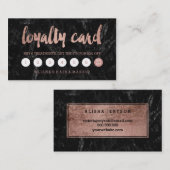 Faux rose gold script black marble loyalty card treuekarte (Vorne/Hinten)