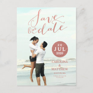 Faux-Roségoldfolie   Foto Save the Date Postkarte