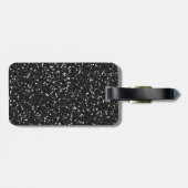 *Faux schwarzer und rosa Glitzer personalisiertes Gepäckanhänger (Rückseite horizontal)