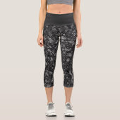Faux Sequin Black Pattern Capri Leggings (Vorderseite)