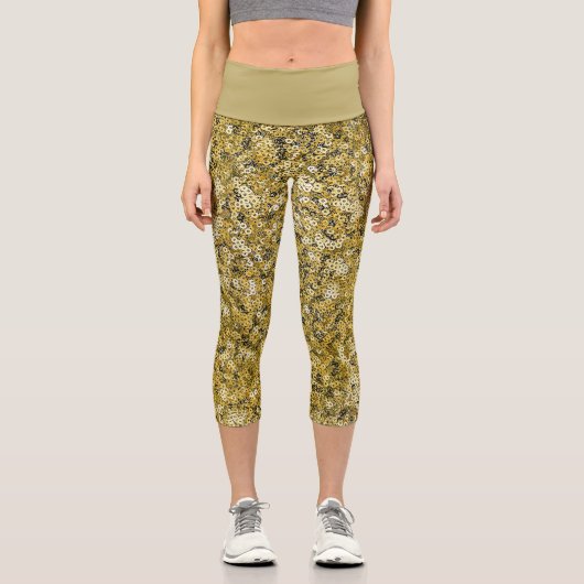 Faux Sequin Gold Pattern  Capri Leggings (Vorderseite)