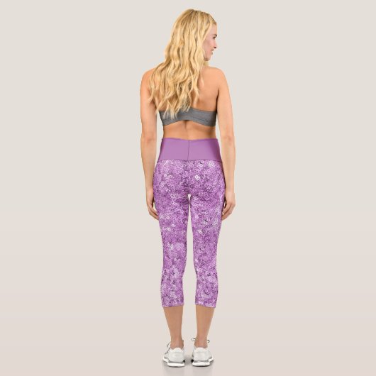 Faux Sequin Pink Pattern Capri Leggings (Rückseite)