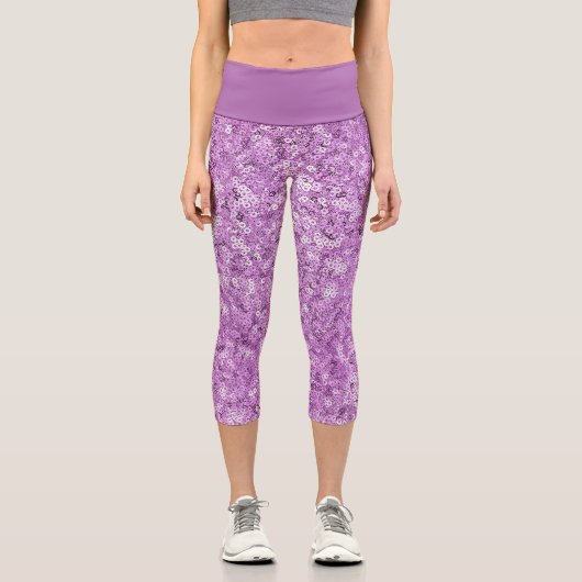 Faux Sequin Pink Pattern Capri Leggings (Vorderseite)