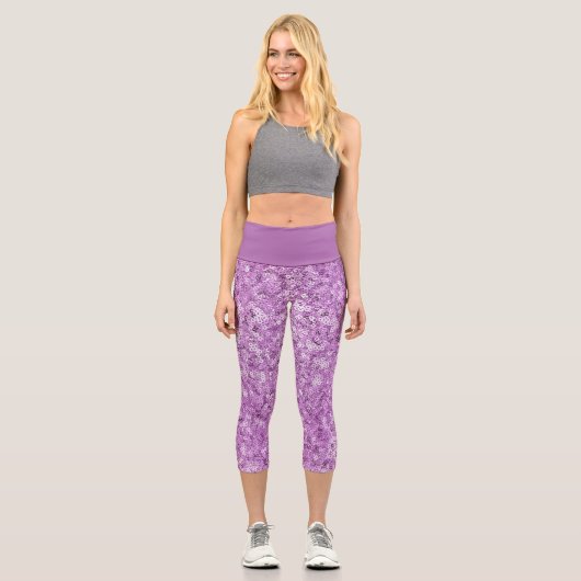 Faux Sequin Pink Pattern Capri Leggings (Vorderseite)
