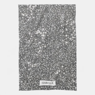 Faux-Silber-Glitter-Textur-Look & Benutzerdefinier Geschirrtuch