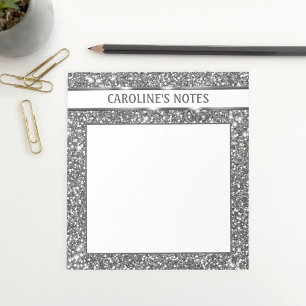 Faux-Silber-Glitter-Textur-Look & Benutzerdefinier Notizblock