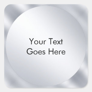 Faux-Silber Moderner Template Fügen Sie Ihren Text Quadratischer Aufkleber