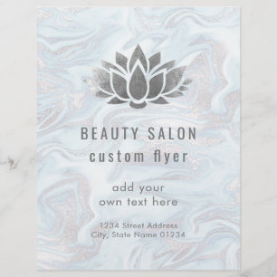 FAUX-Silberfolie-Lotus-Logo auf fluidem Marmor Flyer