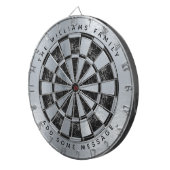 Faux Silver Foil Black Marble Family Name Metallic Dartscheibe (Vorderseite rechts)