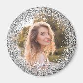 Faux Silver Glitter Photo Magnet (Vorne)
