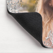 Faux Silver Glitter Round Border Photo Mousepad (Ecke)