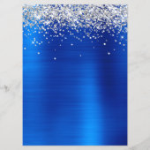 Faux Silver Glitter Royal Blue Foil Cocktails Bar Menükarte (Rückseite)