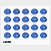 Faux Silver Glitter Royal Blue Foil Logo Runder Aufkleber (Blatt)