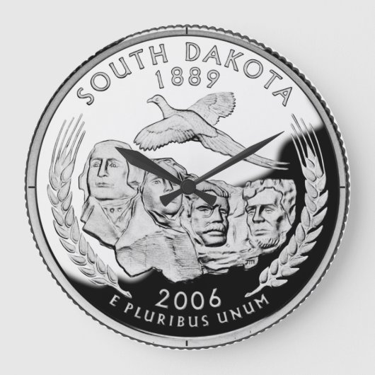Faux South Dakota State Quarter Clock Große Wanduhr (Vorderseite)