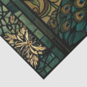 Faux Stained Glass Twin Mirrored Peacocks Seidenpapier (Ausschnitt)