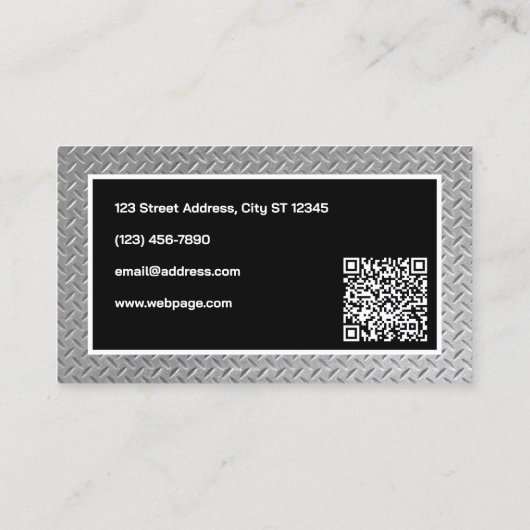 Faux stamped metal texture handyman Business Card Visitenkarte (Rückseite)