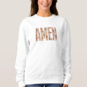 Faux Stitched Floral “Amen” Christian Sweatshirt (Vorderseite)
