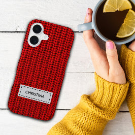 Faux Sweater Knit Custom Name Phone Case iPhone 16 Hülle