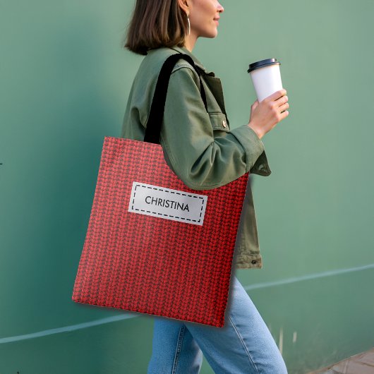 Faux Sweater Knit Custom Name & Quote Tasche