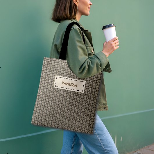 Faux Sweater Knit Custom Name & Quote Tasche