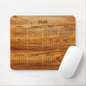 Faux Teak Wood 2026 Calendar Mousepad (Mit Mouse)