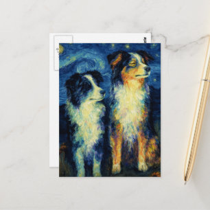 Faux Van Gogh Australische Schäferhunde Postkarte