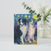 Faux Van Gogh Border Collies Postkarte (Stehend Vorderseite)