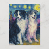 Faux Van Gogh Border Collies Postkarte (Vorderseite)