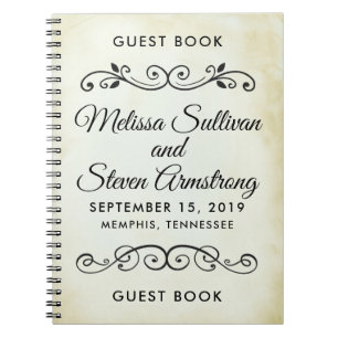 Faux Vintage Western Style Wedding Guestbook Notizblock