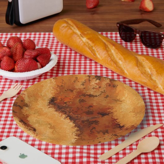 Faux-Walnuss-Burel-Muster  Pappteller (Picknick)