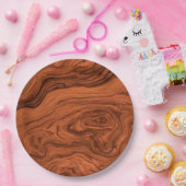 Faux Walnuss Holz Design Pappteller (Party)