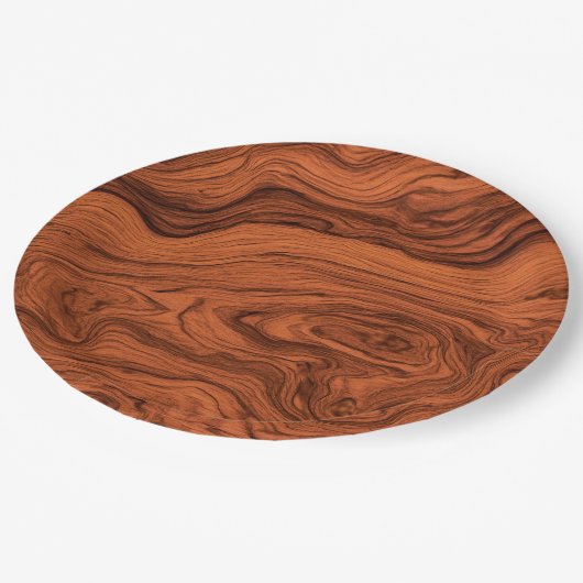 Faux Walnuss Holz Design Pappteller (Schrägansicht)