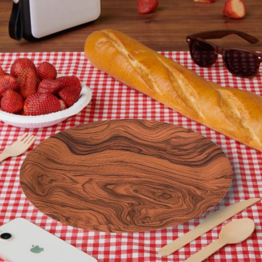 Faux-Walnußholz-Design Pappteller (Picknick)