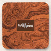 Faux Walnut Woodgrain Monogrammed  Getränkeuntersetzer (Vorderseite)