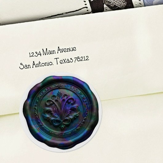 Faux Wax Envelope Seal Style 4 Blue 20 Sticker