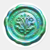 Faux Wax Envelope Seal Style 4 Green 21 Sticker (Vorderseite)