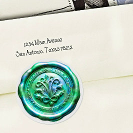 Faux Wax Envelope Seal Style 4 Green 21 Sticker
