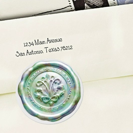 Faux Wax Envelope Seal Style 4 Green 25 Sticker