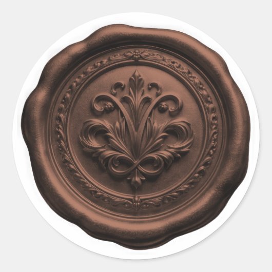 Faux Wax Envelope Seal Style 4 Milk Chocolate Runder Aufkleber (Vorderseite)