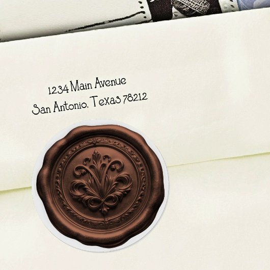 Faux Wax Envelope Seal Style 4 Milk Chocolate Runder Aufkleber