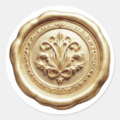 Faux Wax Envelope Seal Style 4 Soft Gold Runder Aufkleber (Vorderseite)