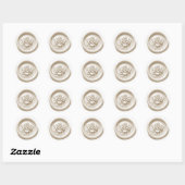 Faux Wax Seal Cream Rose Deep Impression Runder Aufkleber (Blatt)