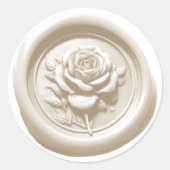 Faux Wax Seal Cream Rose Deep Impression Runder Aufkleber (Vorderseite)