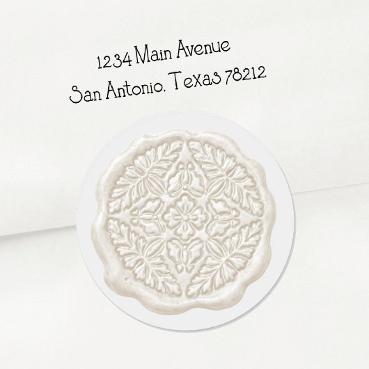 Faux Wax Seal, Cream Runder Aufkleber