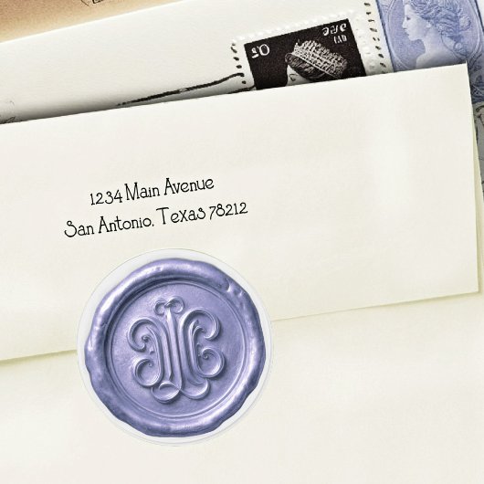 Faux Wax Seal Deep Impression Blue 4 Runder Aufkleber