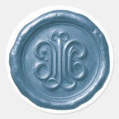 Faux Wax Seal Deep Impression Blue Runder Aufkleber (Vorderseite)