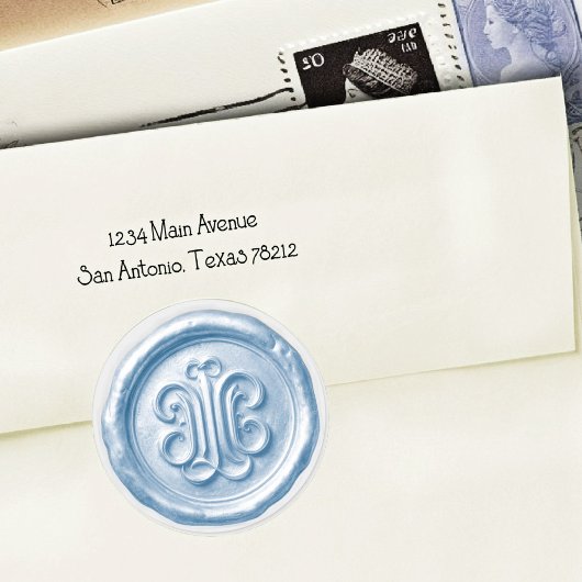 Faux Wax Seal Deep Impression Blue Runder Aufkleber