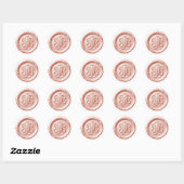 Faux Wax Seal Deep Impression Blush Pink  Runder Aufkleber (Blatt)