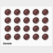 Faux Wax Seal Deep Impression Burgundy Red Runder Aufkleber (Blatt)